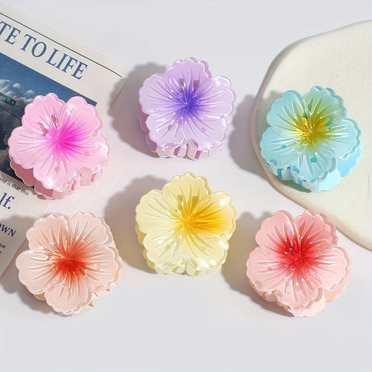 Pretty Flower Jelly Gradient Hair Claw