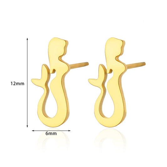 Mermaid Love 18K Gold Plated 304 Stainless Steel Earring Stud