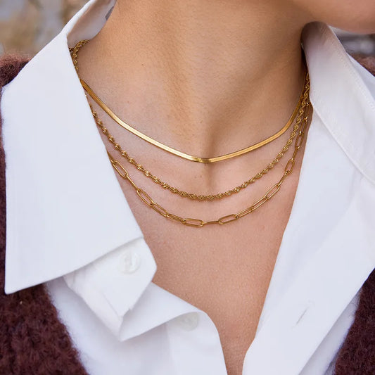Minimalistic Layered 18K Gold Plated 304 Stainless Steel Necklace
