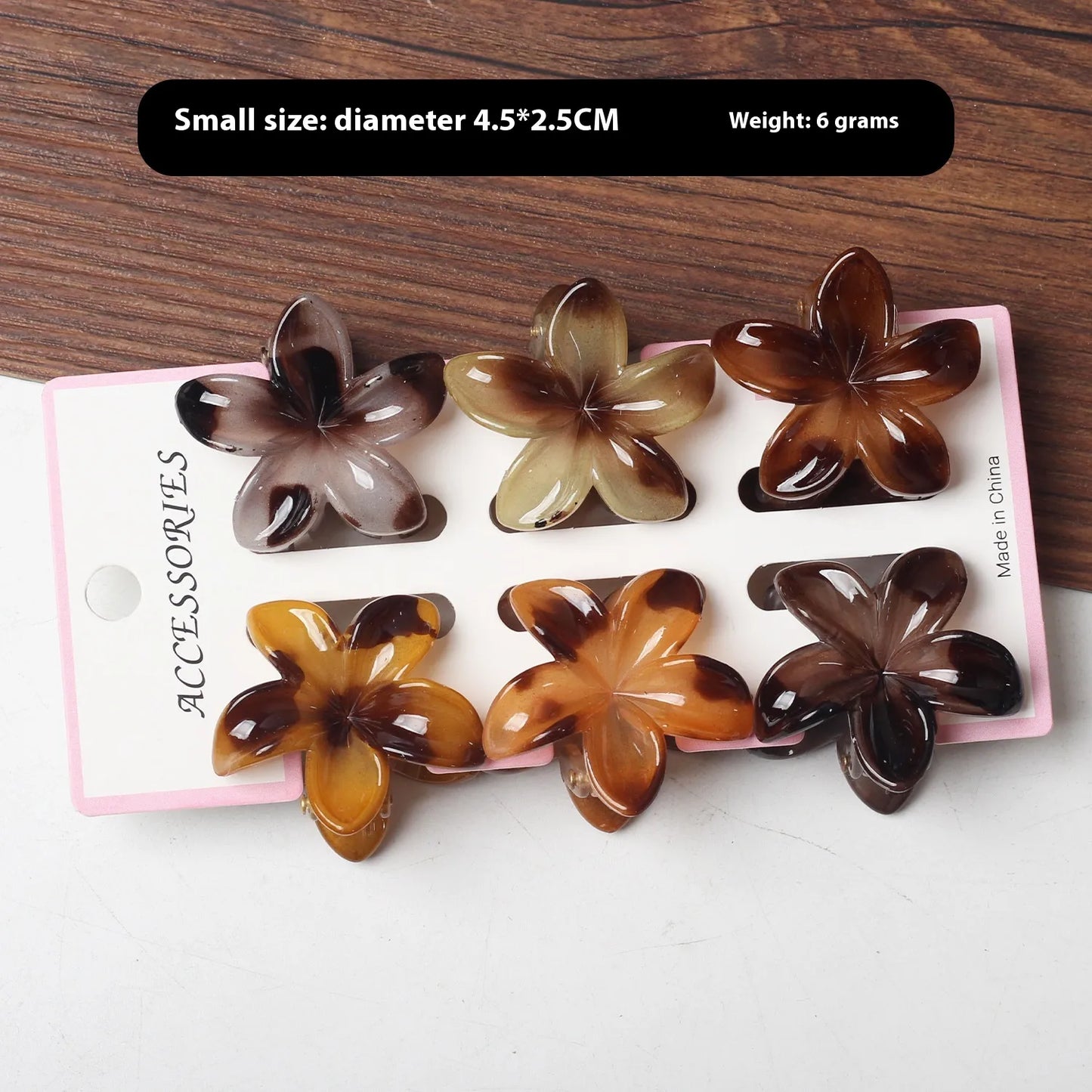 Shades of Brown Plumeria Hair Claw
