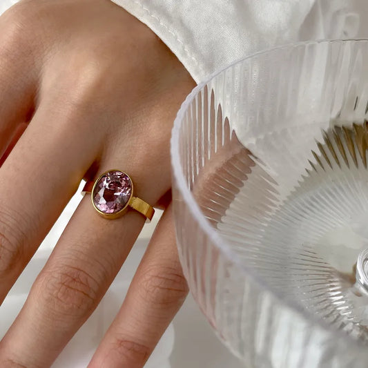 Purple Rain 18K Gold Plated 304 Stainless Steel Ring- Sized 8