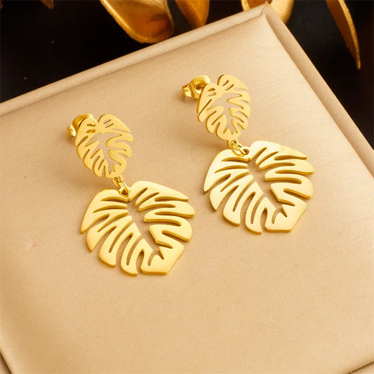 Golden Leave 18K Gold Plated 304 Stainless Steel Earring