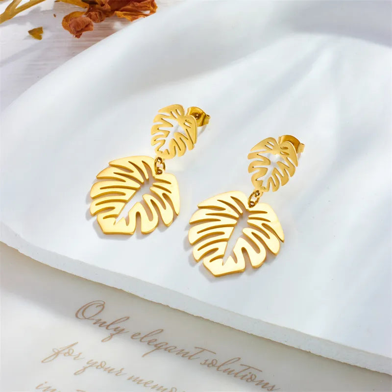Golden Leave 18K Gold Plated 304 Stainless Steel Earring