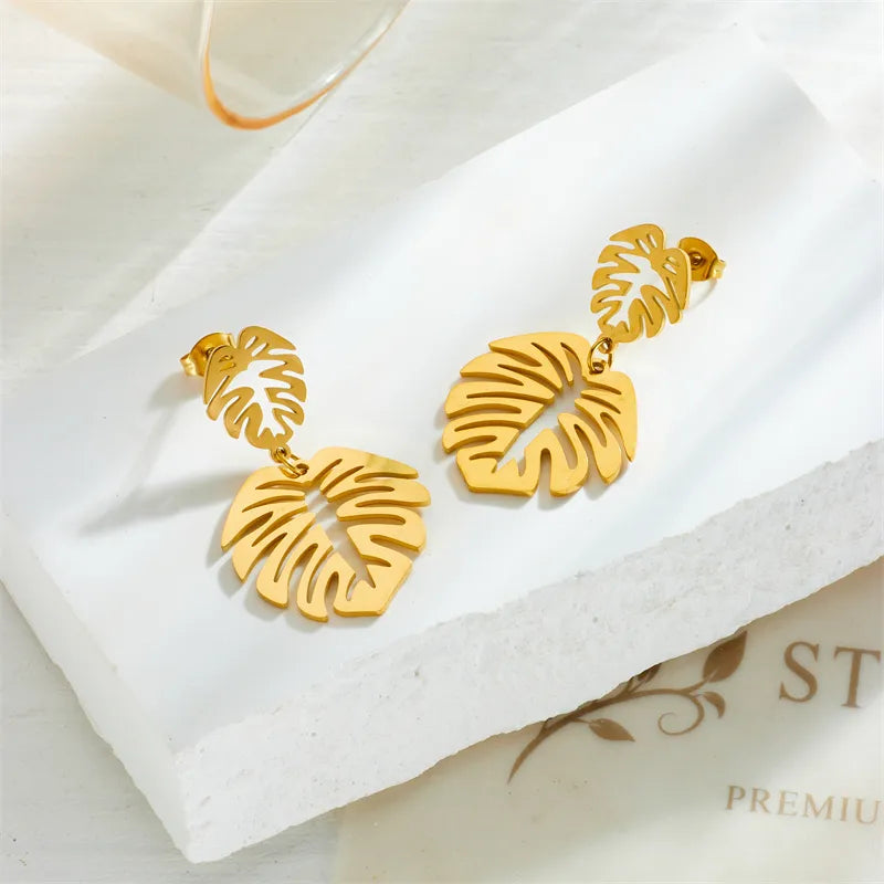 Golden Leave 18K Gold Plated 304 Stainless Steel Earring