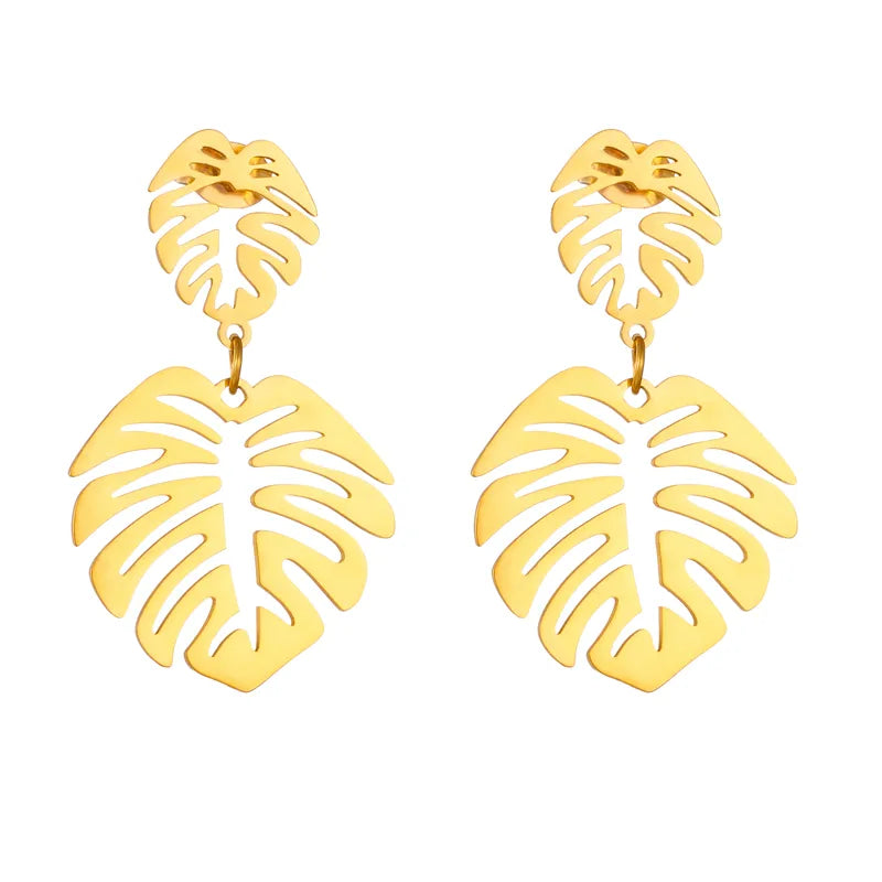 Golden Leave 18K Gold Plated 304 Stainless Steel Earring