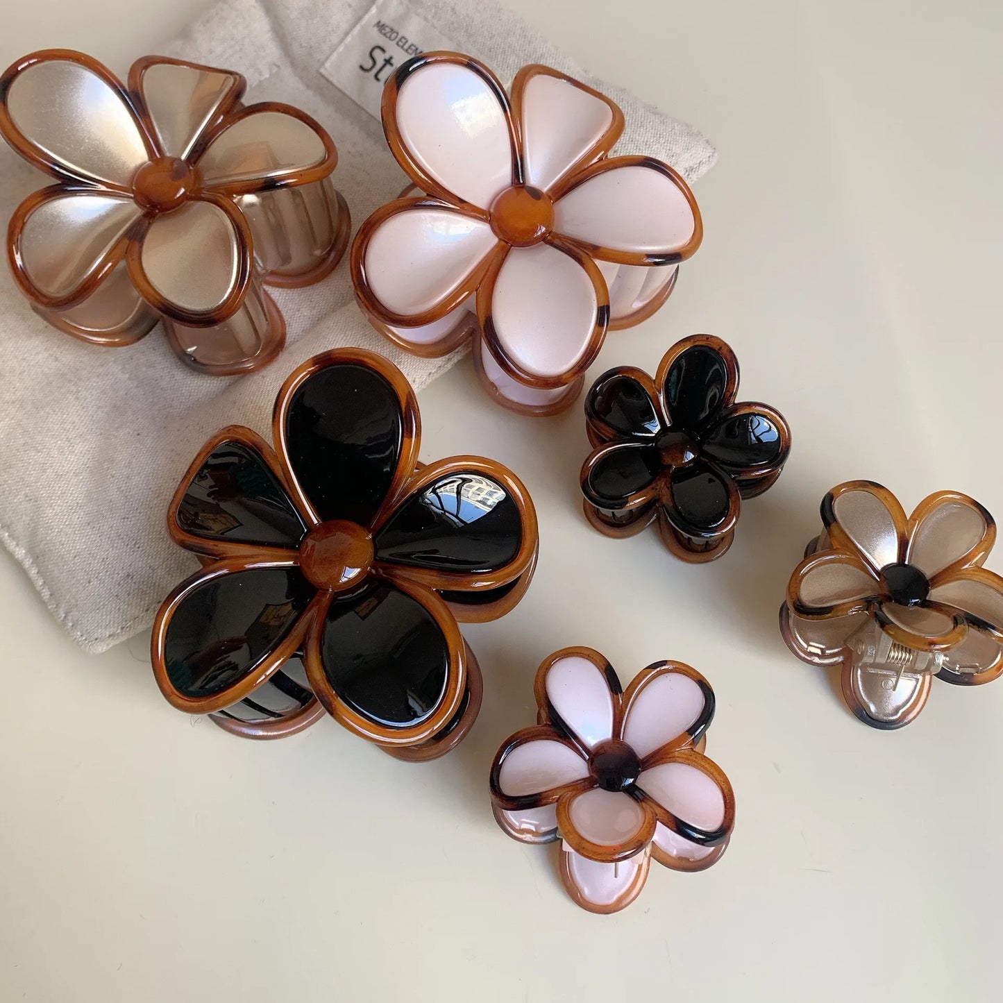 Floral Neutral Browns Hair Claw