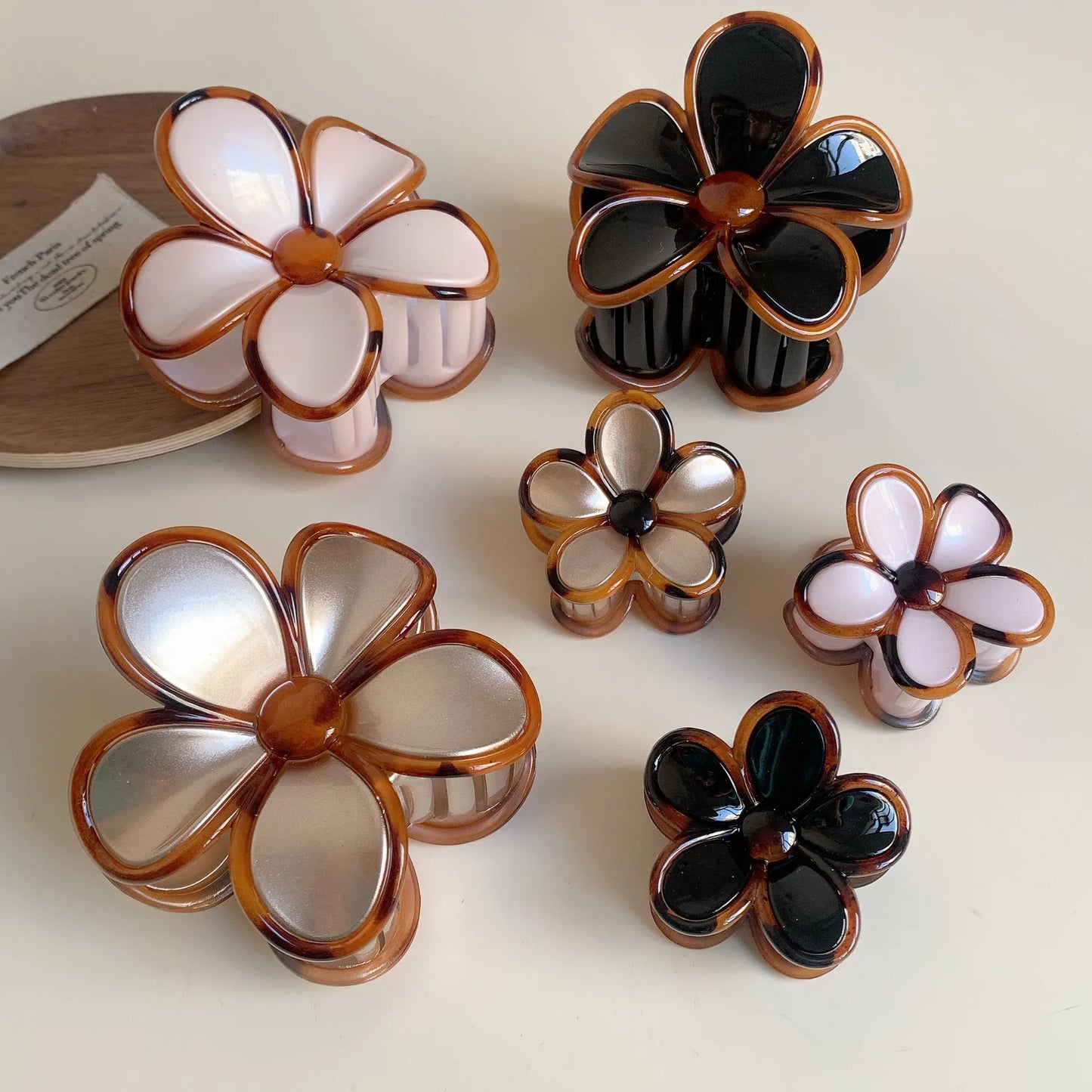 Floral Neutral Browns Hair Claw