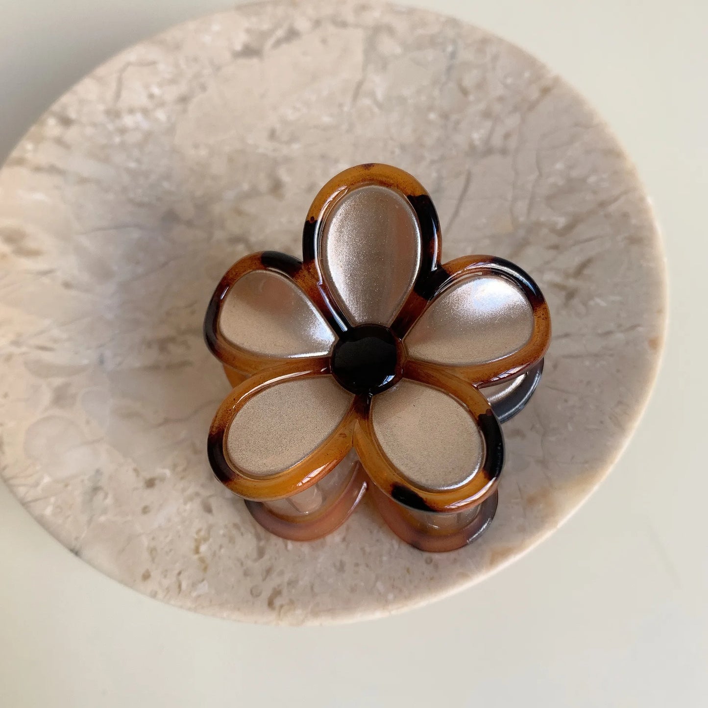 Floral Neutral Browns Hair Claw