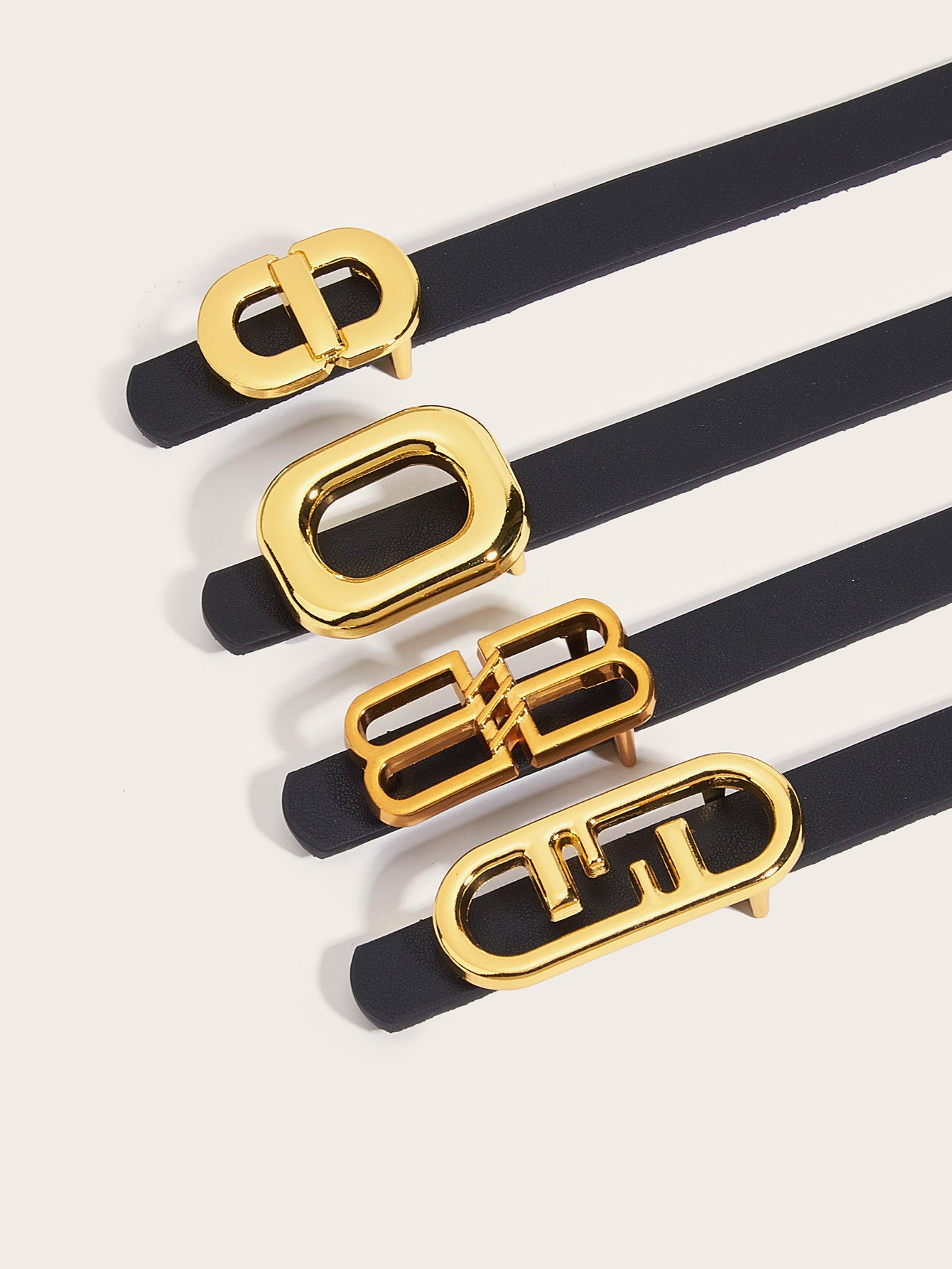 Simple Design Plating Black Leather Belt