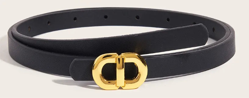 Simple Design Plating Black Leather Belt