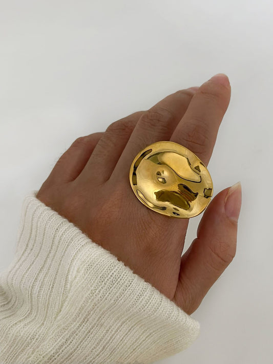 Retro Simple Style Geometric 316L Stainless Steel 18K Gold Plated Ring