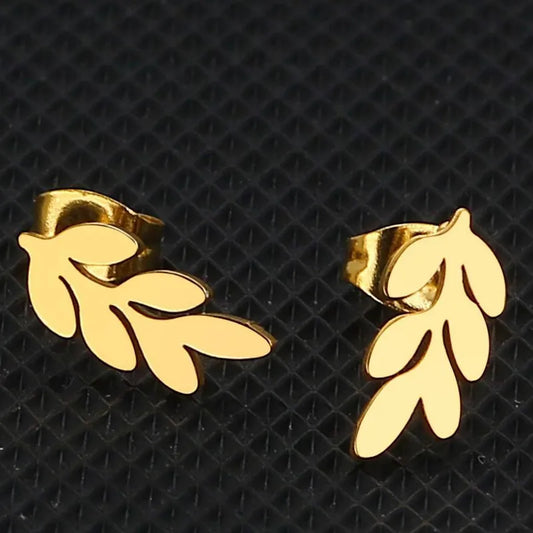 Fashion Leaves 304 Stainless Steel 18K Gold Plated Ear Studs