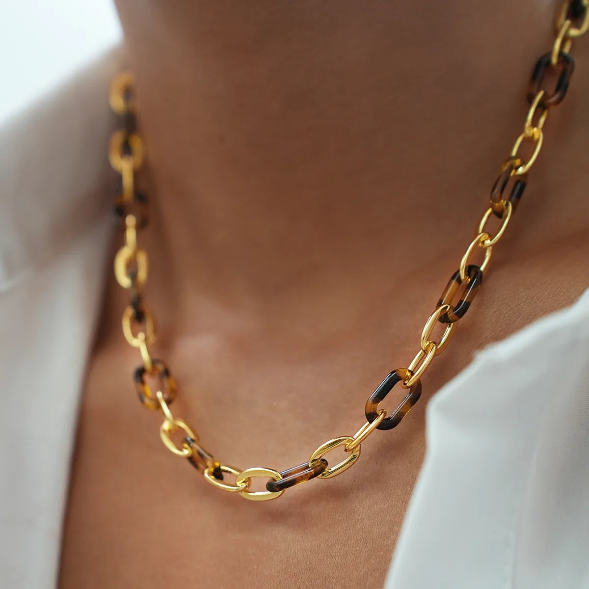 Leopard Print 18K Gold Plated Stainless Steel Necklace