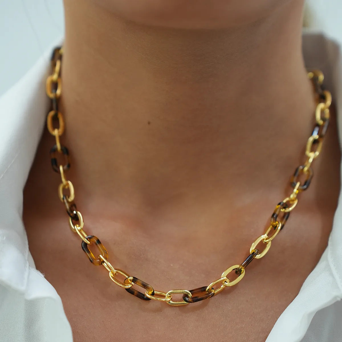 Leopard Print 18K Gold Plated Stainless Steel Necklace