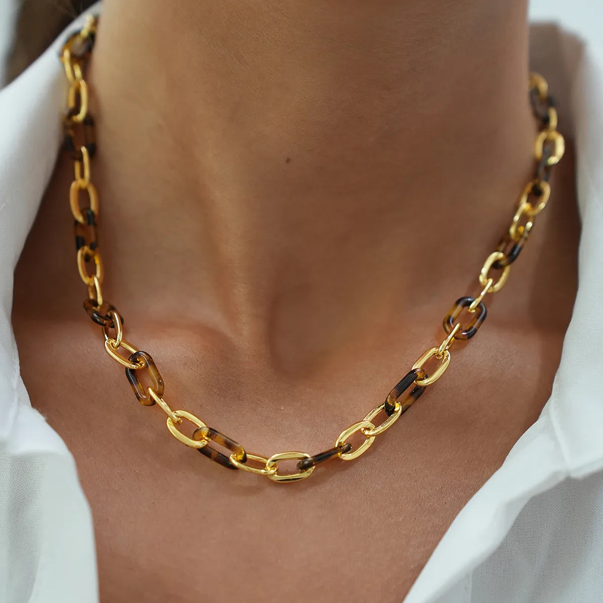 Leopard Print 18K Gold Plated Stainless Steel Necklace