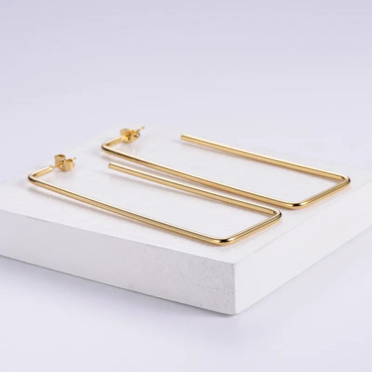 Rectangle 18K Gold Plated 304 Stainless Steel Earrings