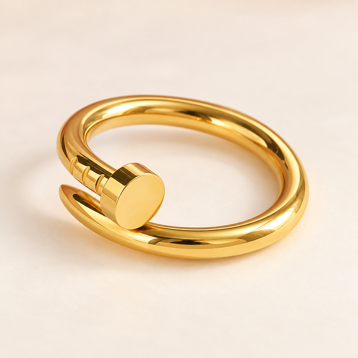 Sized 7 Nail Head 18K Gold Plated 304 Stainless Steel Ring