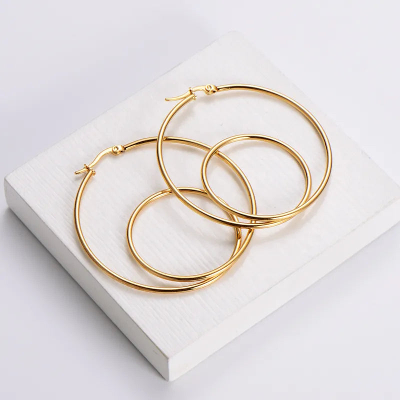 Circles In Circles 18K Gold Plated 304 Stainless Steel Hoop