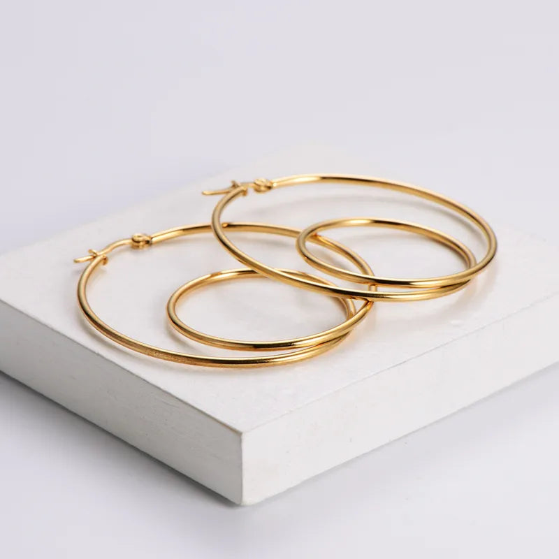 Circles In Circles 18K Gold Plated 304 Stainless Steel Hoop