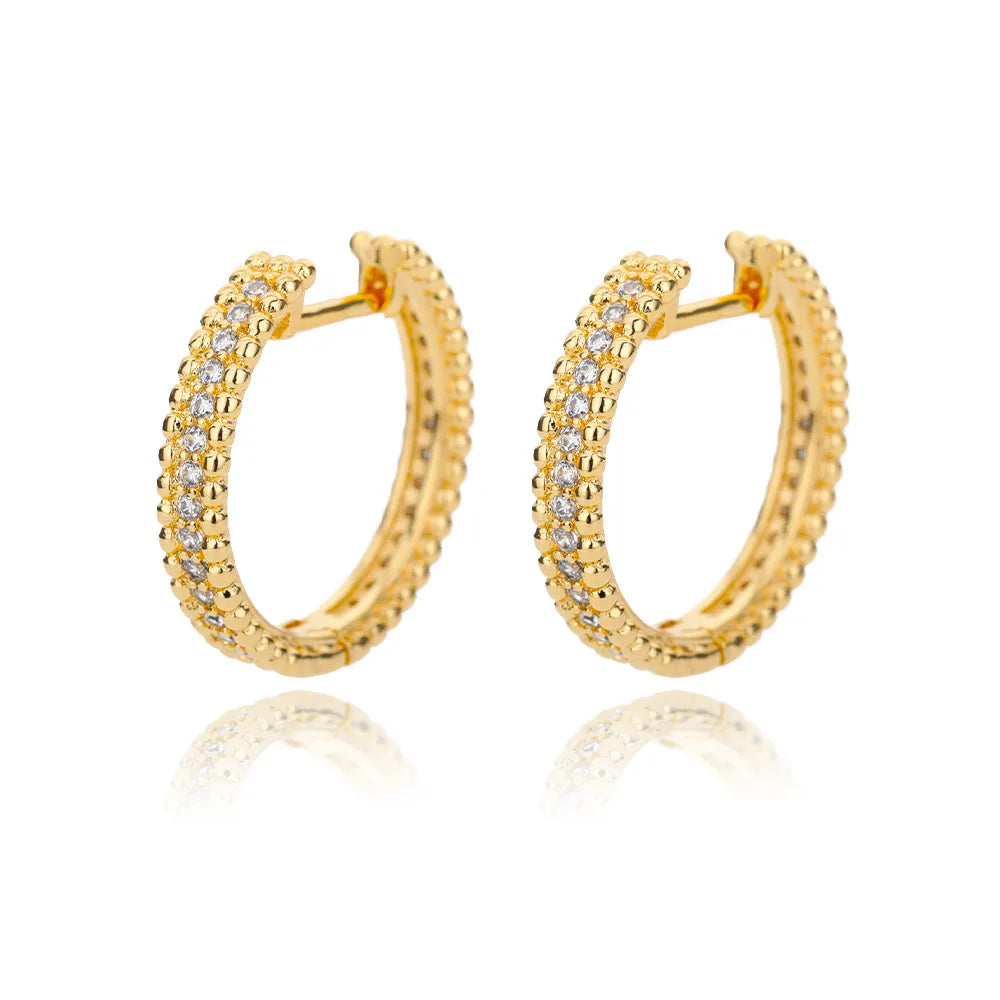 Pretty Zirconia 18K Gold Plated 304 Stainless Steel Hoop Earring