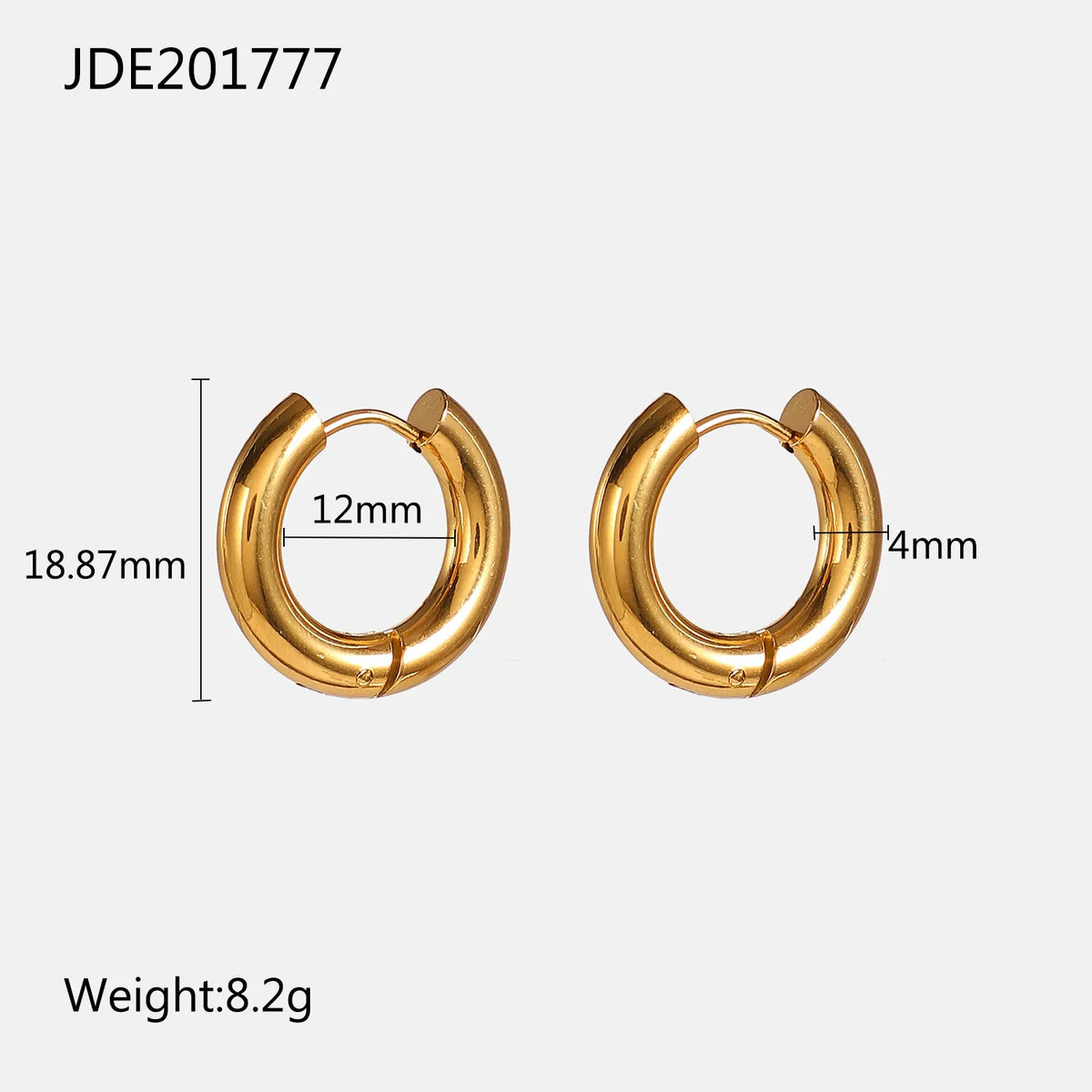 Golden 18K Gold Plated 304 Stainless Steel Hoop Earring