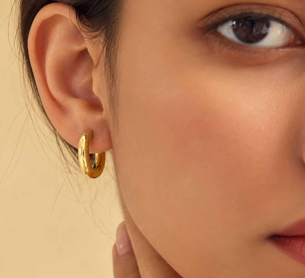 Golden 18K Gold Plated 304 Stainless Steel Hoop Earring