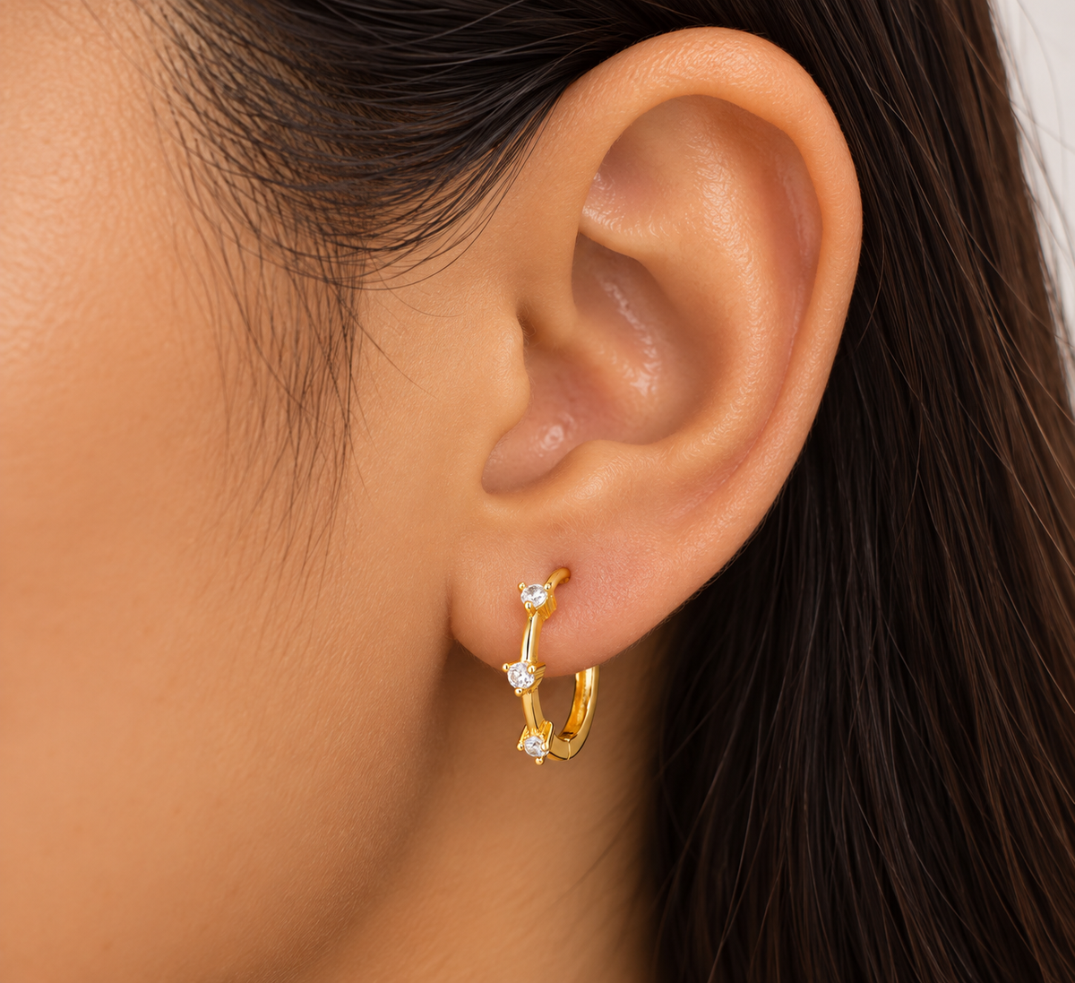 Three Birds Zirconia 18K Gold Plated 304 Stainless Steel Earring