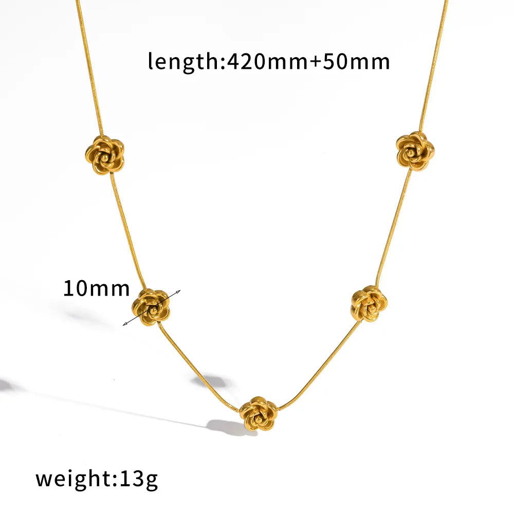 Roses Are Red 18K Gold Plated 304 Stainless Steel Necklace