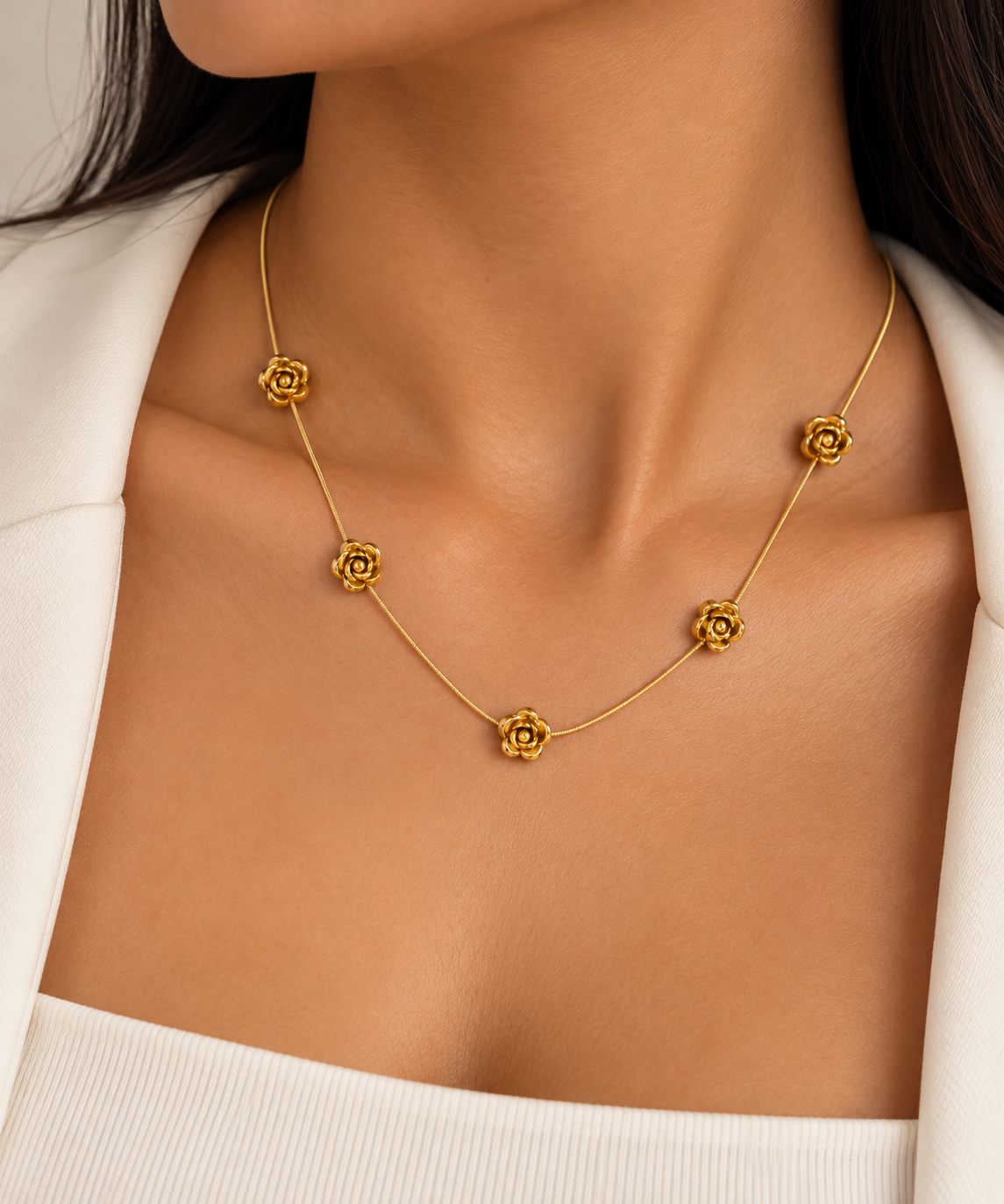 Roses Are Red 18K Gold Plated 304 Stainless Steel Necklace