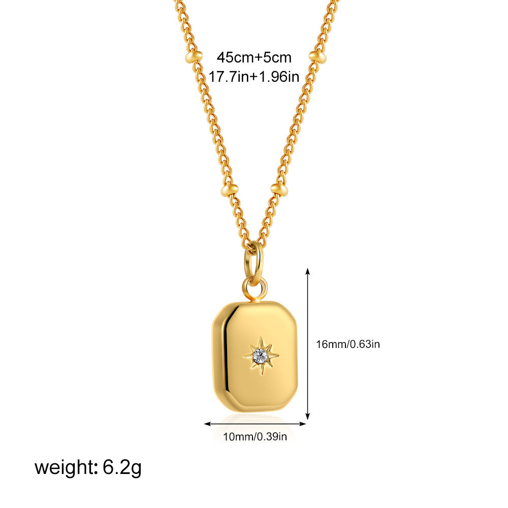 Cross Star Water Droplets 304 Stainless Steel 18K Gold Plated Plating Cable Chain Pendant Necklace