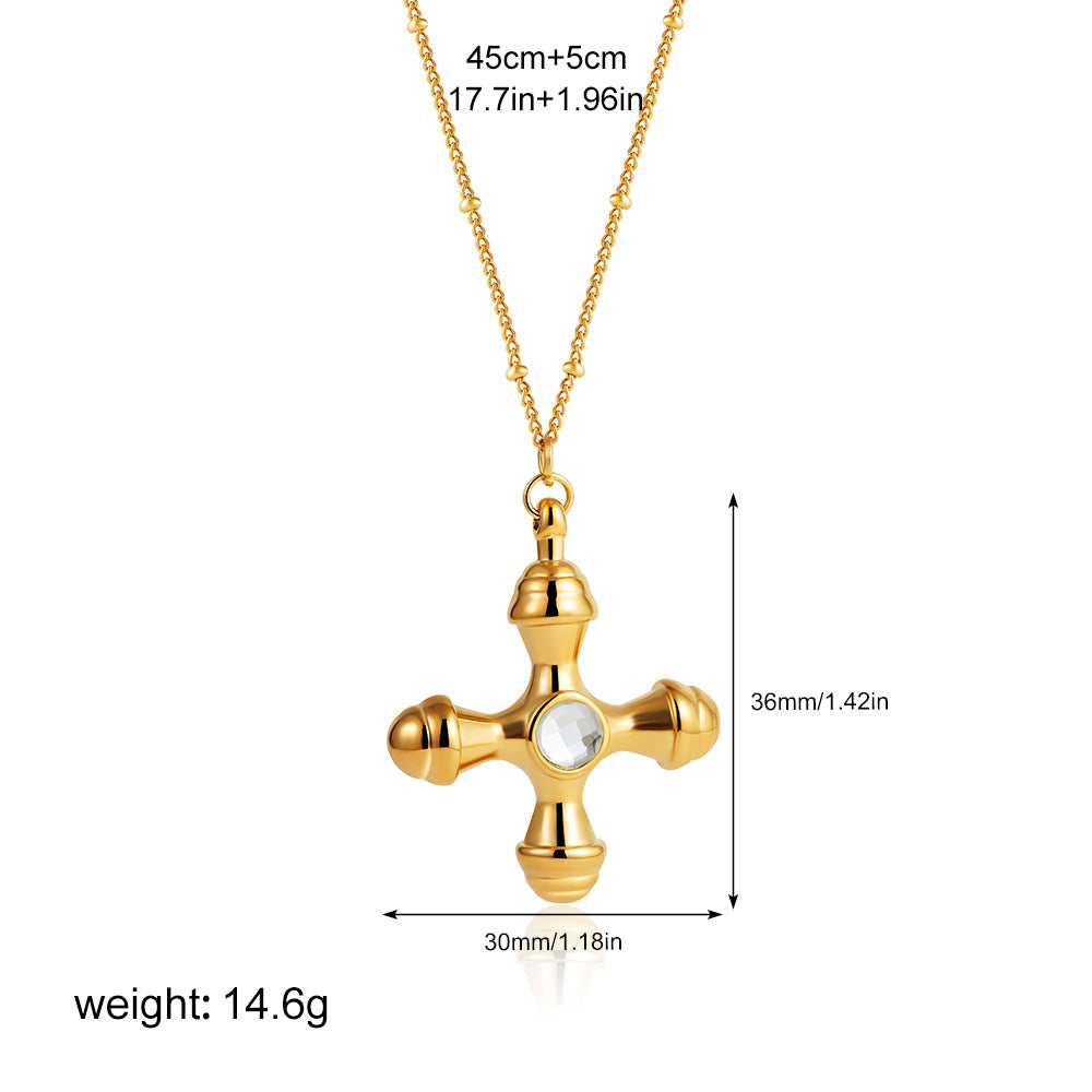 Cross Star Water Droplets 304 Stainless Steel 18K Gold Plated Plating Cable Chain Pendant Necklace