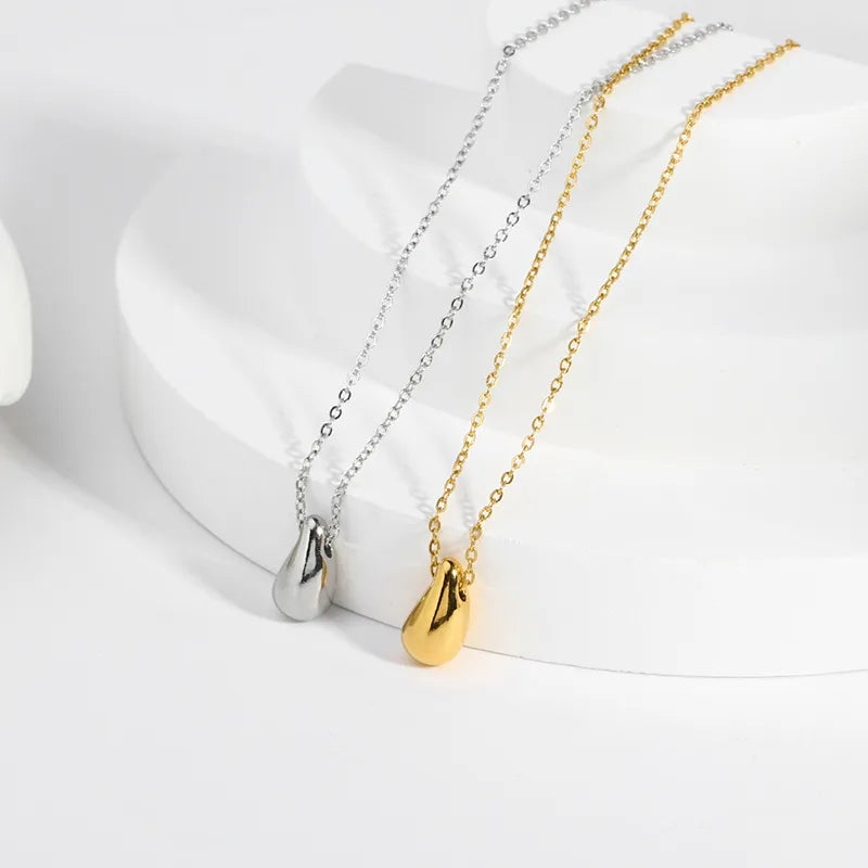 201 Stainless Steel 18K Gold Plated French Style Plating Three-dimensional Water Droplets Pendant Necklace