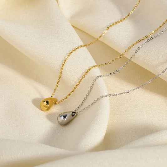 201 Stainless Steel 18K Gold Plated French Style Plating Three-dimensional Water Droplets Pendant Necklace
