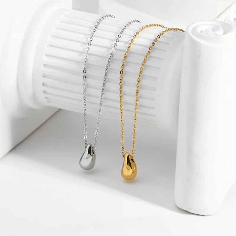 201 Stainless Steel 18K Gold Plated French Style Plating Three-dimensional Water Droplets Pendant Necklace