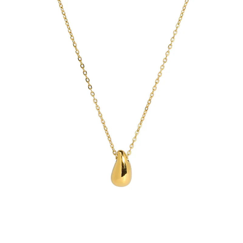 201 Stainless Steel 18K Gold Plated French Style Plating Three-dimensional Water Droplets Pendant Necklace