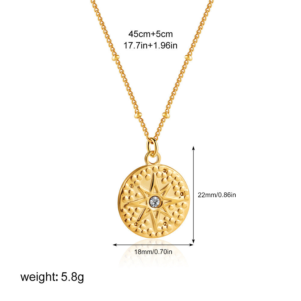 Cross Star Water Droplets 304 Stainless Steel 18K Gold Plated Plating Cable Chain Pendant Necklace
