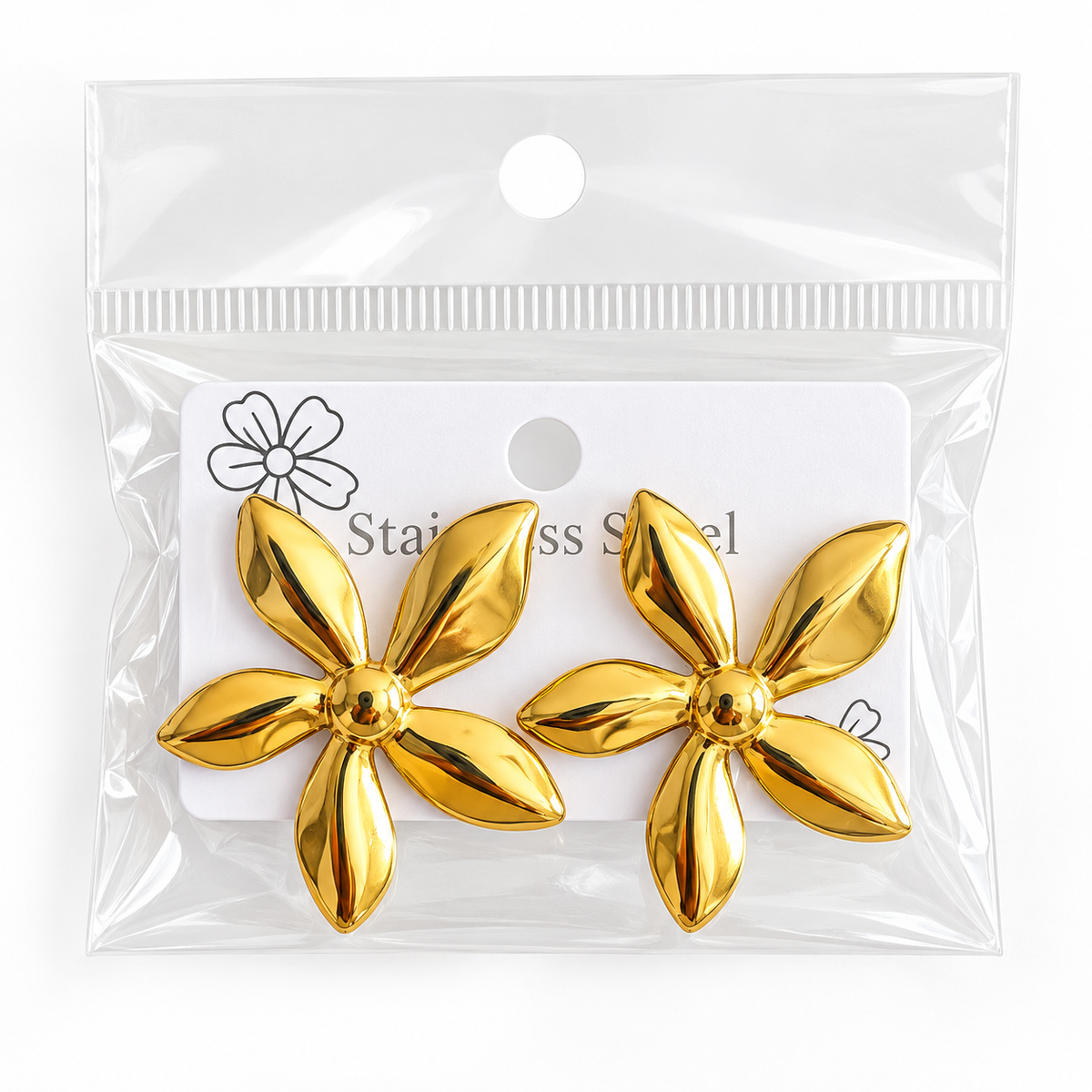 Pretty Flat Flower 18K Gold Plated 304 Stainless Steel Stud