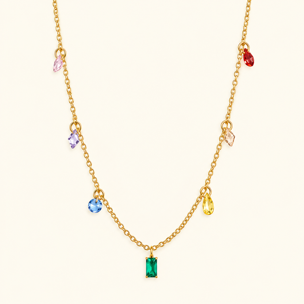 Pretty Diamond Shaped 18K Gold Plated 304 Stainless Steel Necklace Set