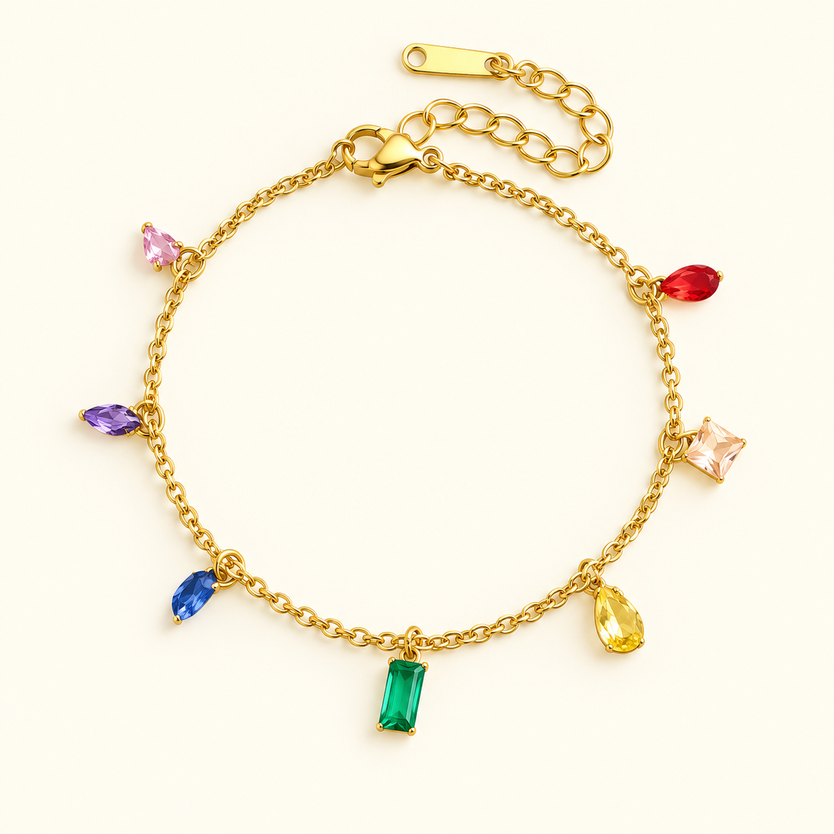 Pretty Diamond Shaped 18K Gold Plated 304 Stainless Steel Necklace Set