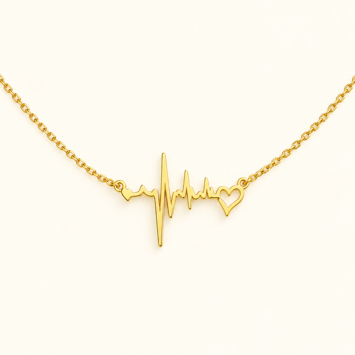 ECG Heart 18K Gold Plated 304 Stainless Steel Necklace