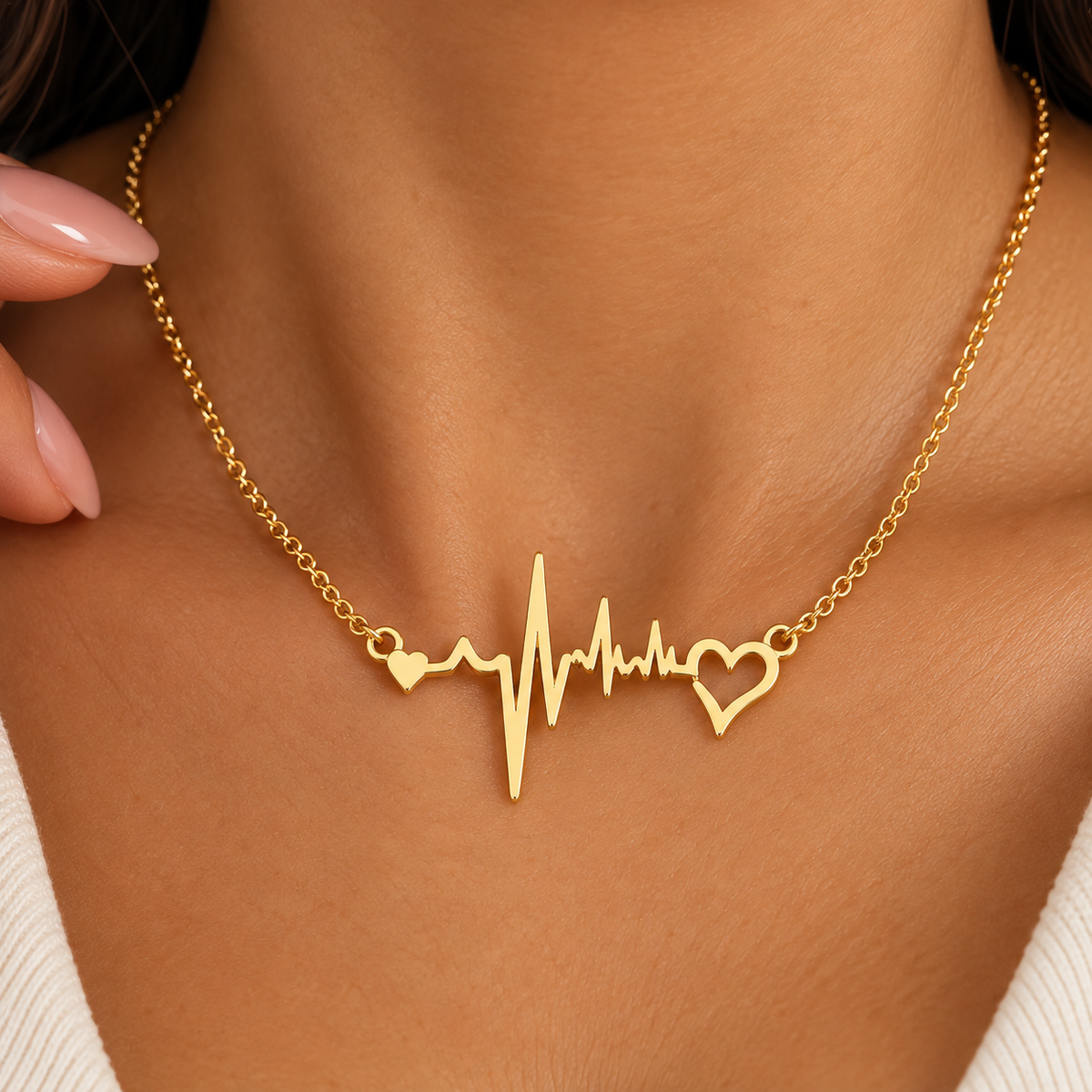 ECG Heart 18K Gold Plated 304 Stainless Steel Necklace