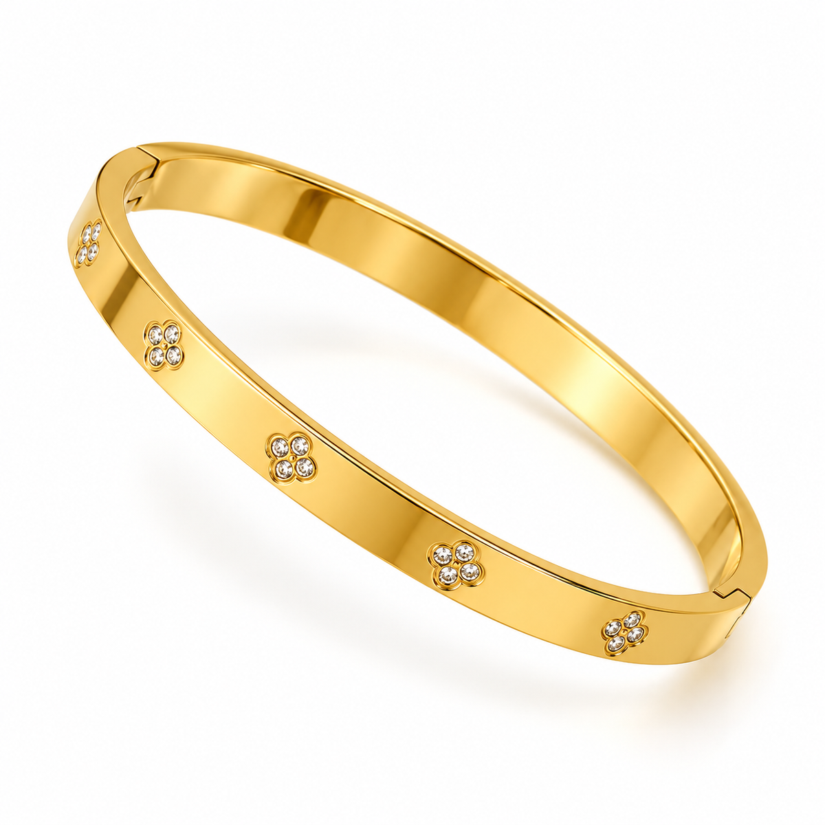 Clover Zircon 18K Gold Plated 304 Stainless Steel Bracelet
