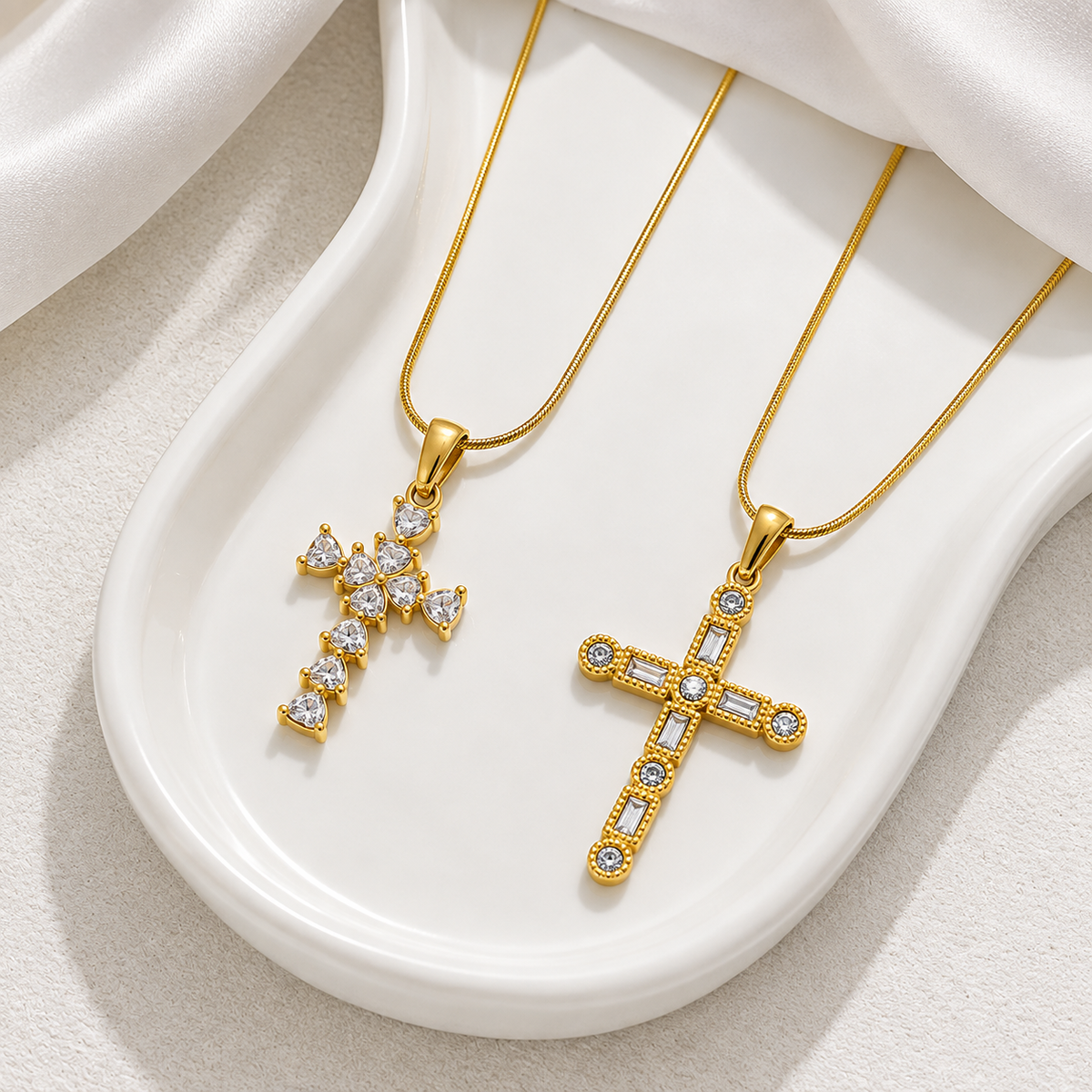 Cross Tied 18K Gold Plated 304 Stainless Steel Necklace