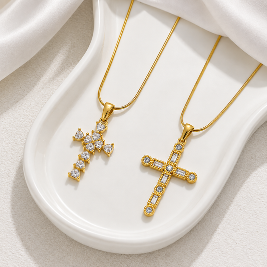 Cross Tied 18K Gold Plated 304 Stainless Steel Necklace