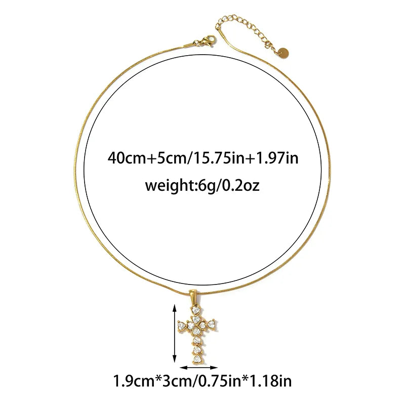 Cross Tied 18K Gold Plated 304 Stainless Steel Necklace