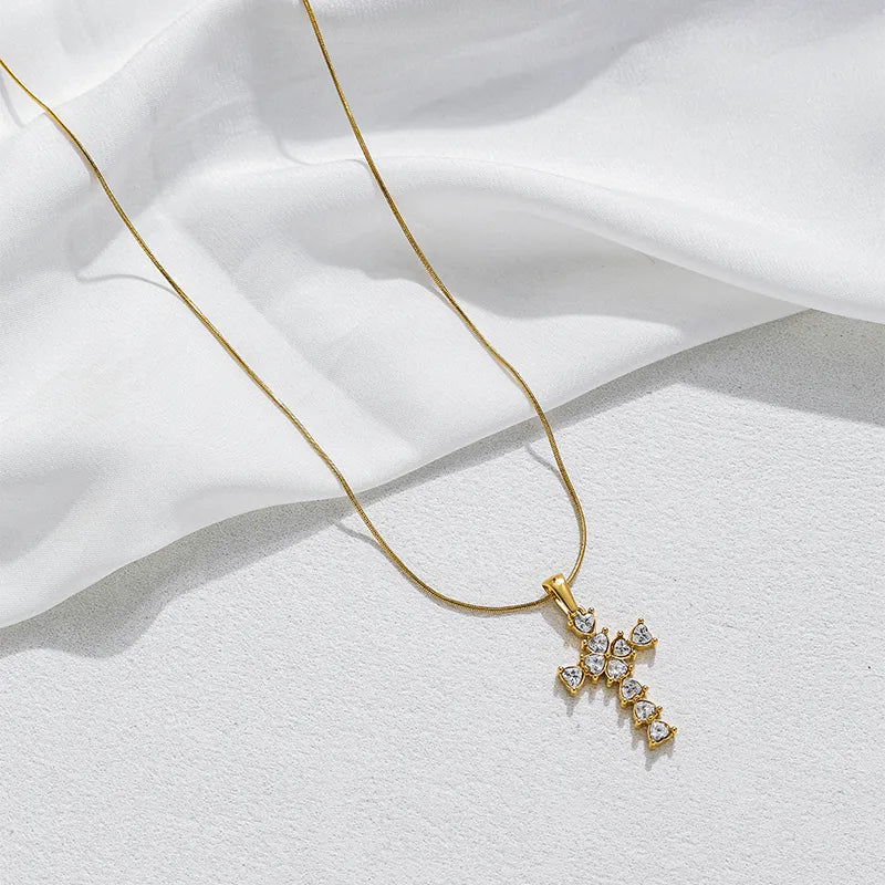 Cross Tied 18K Gold Plated 304 Stainless Steel Necklace