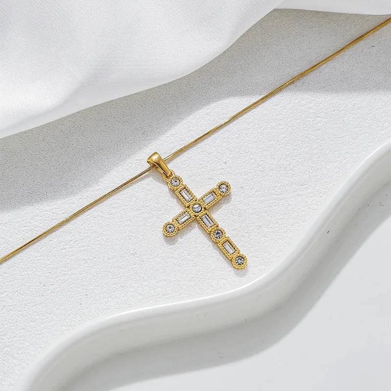 Cross Tied 18K Gold Plated 304 Stainless Steel Necklace
