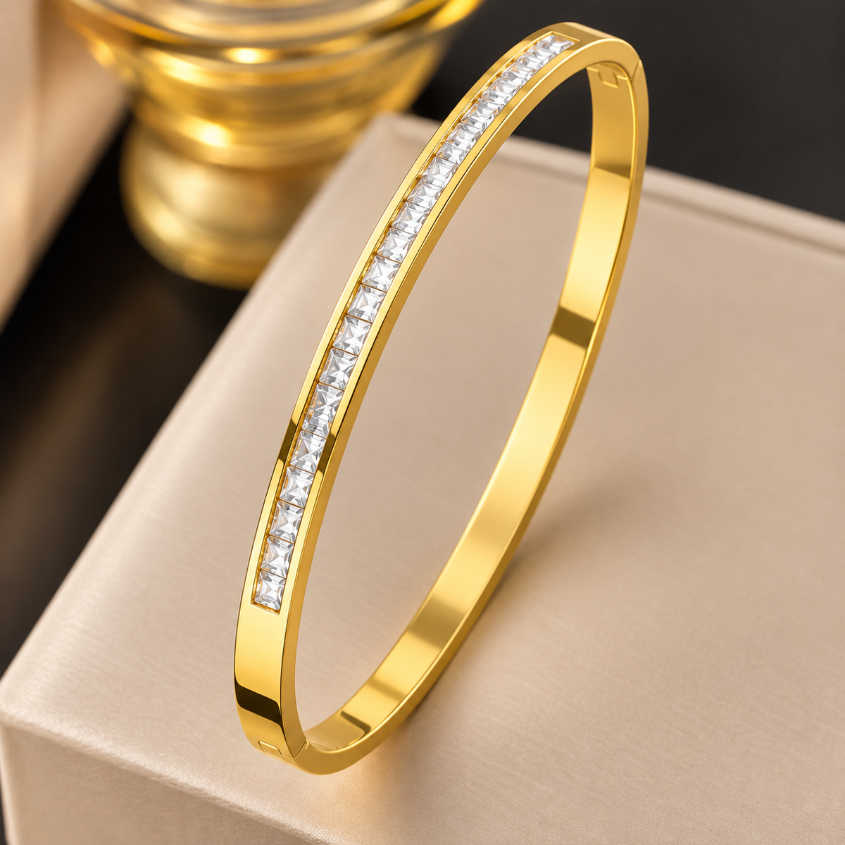 Shine Up Zirconia 18K Gold Plated 304 Stainless Steel Bracelet