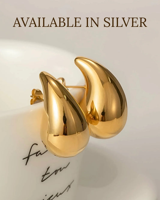 Water Droplets Plating 304 Stainless Steel 18K Gold Plated Stainless Steel Earrings