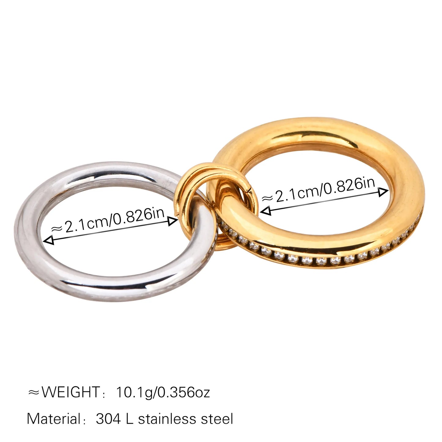Simple 18K Gold Plated and Silver Diamond  Geometric Titanium Steel Ring